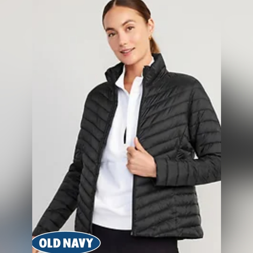 Old Navy Black Quilted Puffer Jacket for Women, Petite Small